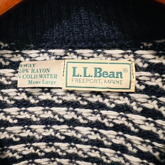 Vintage LL Bean 80's Birdseye Knit Wool Sweater Size Large - Picture 10 of 16